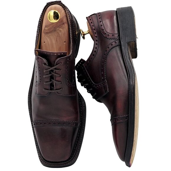 Calzoleria Harris Italy Mens 10.5 Burgundy All Leather Dress Shoes Derby Oxfords main image 4
